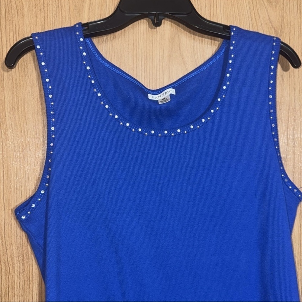 Blue Sleeveless Top with Studded Details size XL - Picture 2 of 2